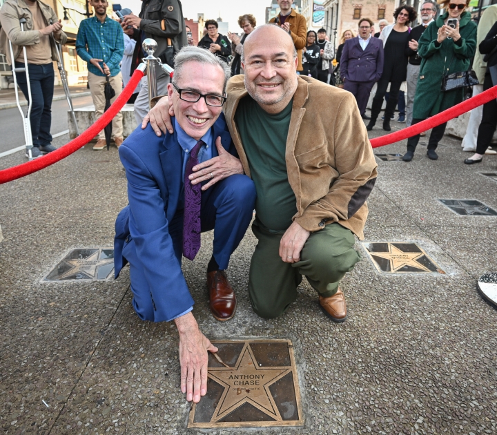 Anthony Chase and Javier Bustillos by the Anthony Chase star in the Plaza of Stars