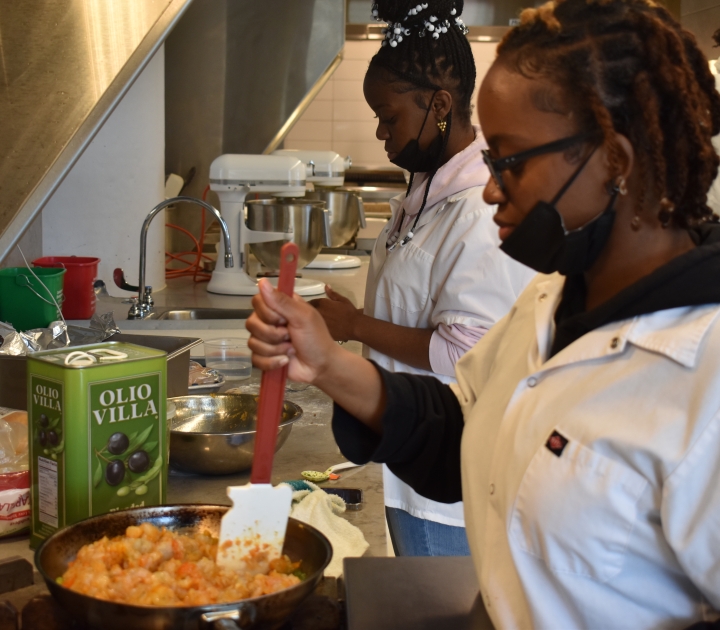 Brooklyn STEAM students working on culinary skills