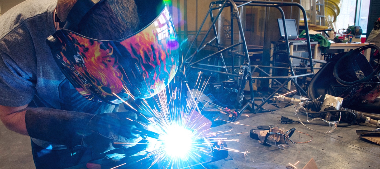 Student Welding in studio